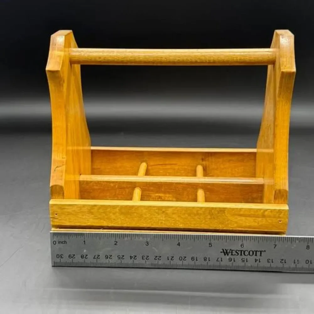 Vintage Wooden 6-Compartment Bottle Caddy